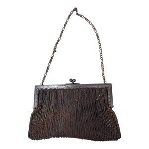 Antique Mesh Evening Chainmail Purse Art Nouveau Chain Handle Women Handbag READ